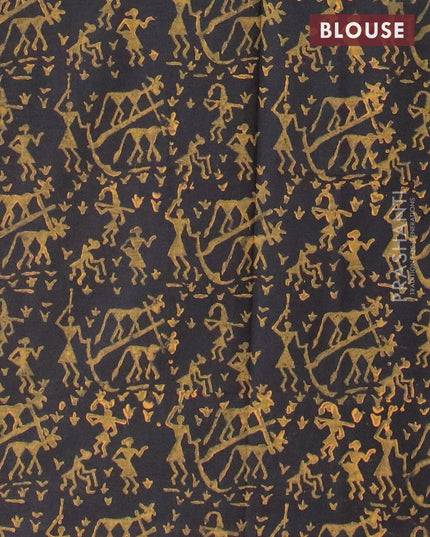 Poly cotton saree honey shade with hand block prints and printed border
