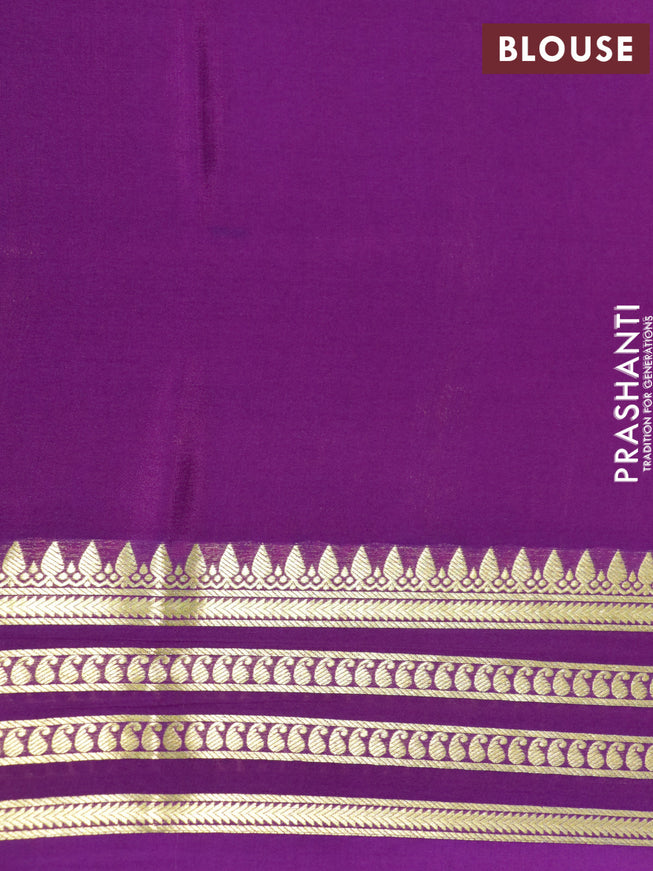 Pure mysore silk saree light pink lavender and purple with half & half style and zari woven border