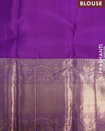 Pure kanjivaram silk saree deep violet with zari woven buttas and long zari woven border