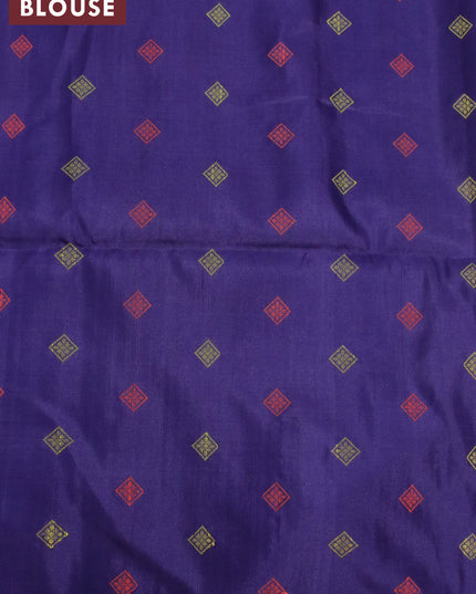 Pure soft silk saree black and blue with plain body and temple woven border