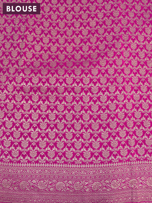 Pure banarasi crepe silk saree black and orange pink with allover thread & zari woven butta weaves and long woven border