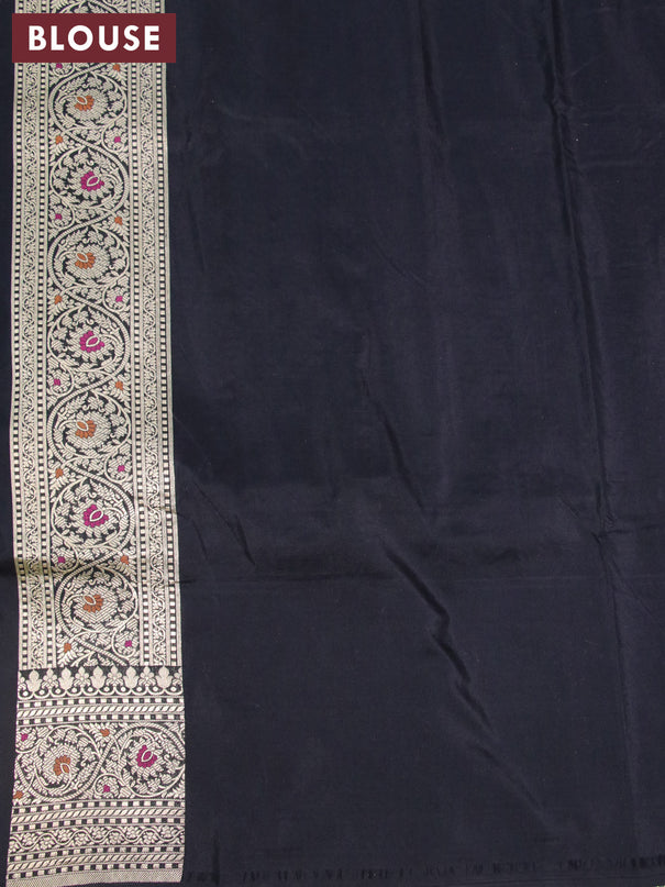 Pure banarasi uppada silk saree black with allover zari woven brocade weaves and woven border