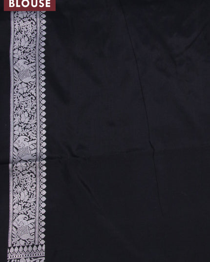 Pure banarasi uppada silk saree black with allover thread & silver zari woven brocade weaves and woven border