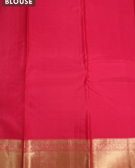Pure kanjivaram silk saree dual shade of teal blue and pink with allover zari checked pattern & zari buttas and zari woven border