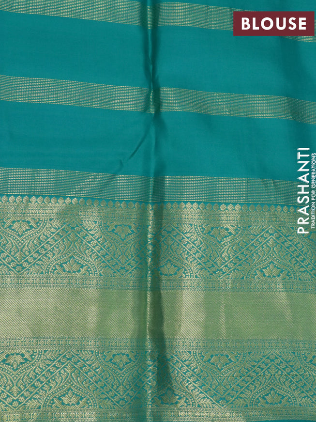 Pure kanjivaram silk saree grey shade with allover zari weaves & buttas and long zari woven border