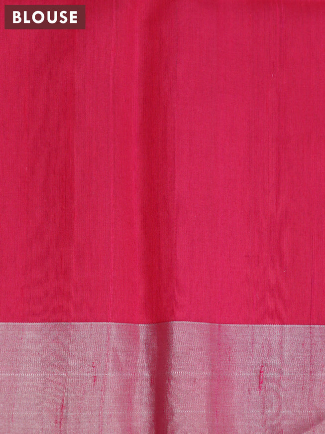 Pure raw silk saree yellow and pink with silver zari woven butta weaves and silver zari woven border
