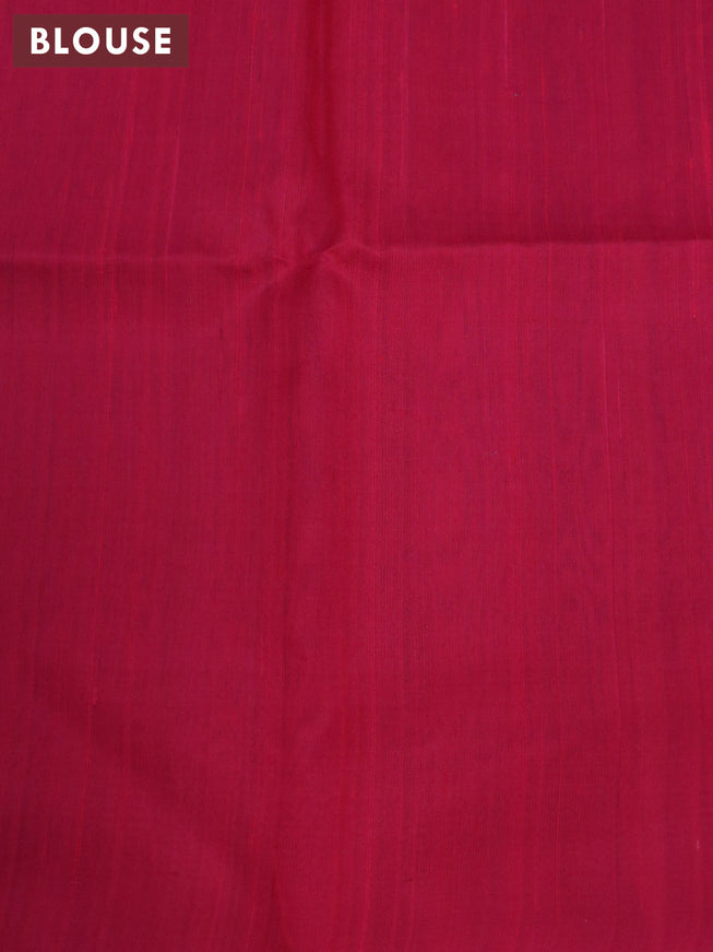 Pure raw silk saree light blue and dark pink with allover silver zari weaves in borderless style