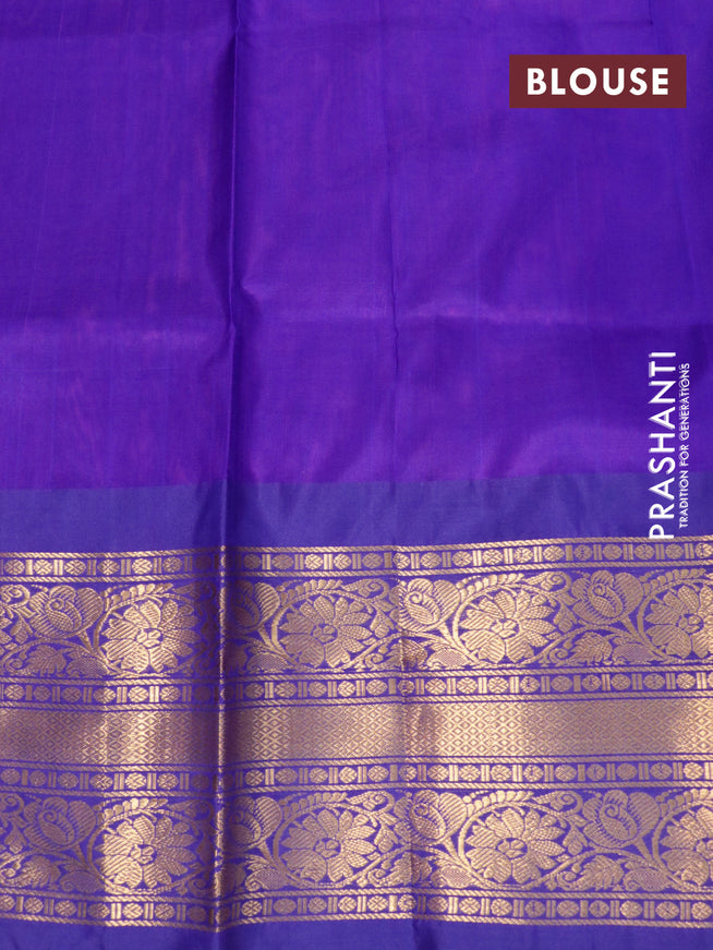 Pure uppada silk saree pink and blue with silver & gold zari woven buttas and long zari woven border