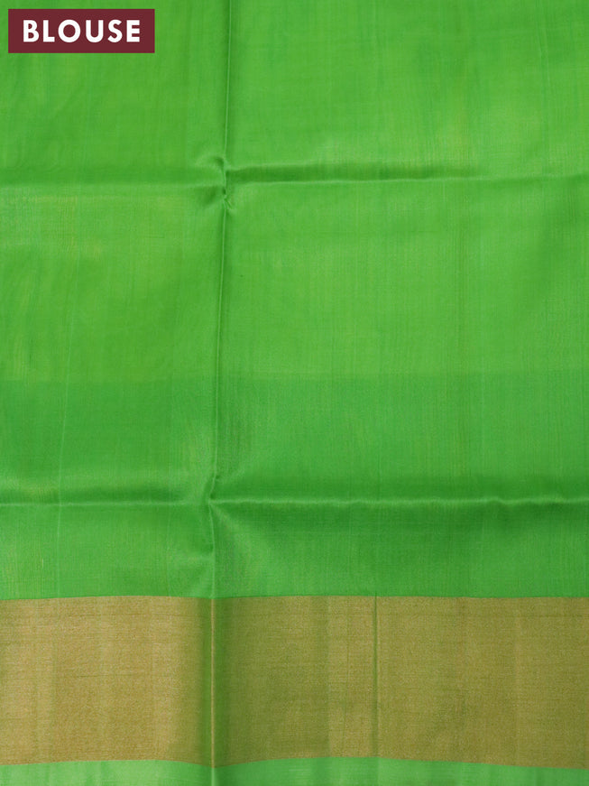 Pure uppada silk saree yellow and green with thread & zari woven geometric buttas and zari woven border