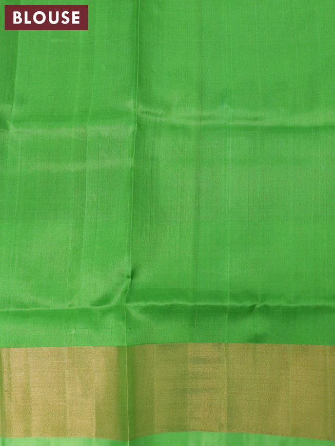 Pure uppada silk saree maroon and green with thread & zari woven geometric buttas and zari woven border