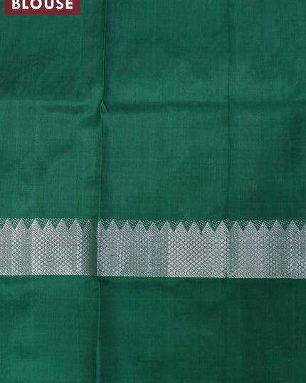 Pure uppada silk saree grey and green with allover silver zari woven butta weaves and silver zari woven border