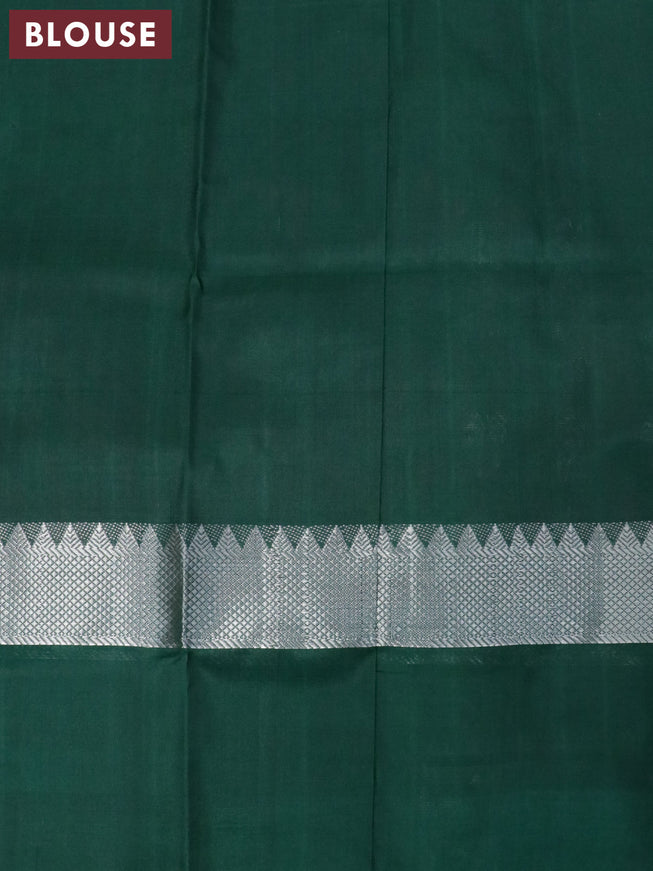 Pure uppada silk saree maroon and dark green with allover silver zari woven butta weaves and long silver zari woven border
