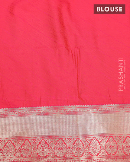 Semi soft silk saree teal blue and reddish orange with allover zari weaves and zari woven border
