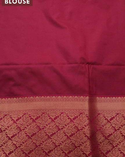 Semi soft silk saree cs blue and maroon with allover copper zari woven brocade weaves and copper zari woven border