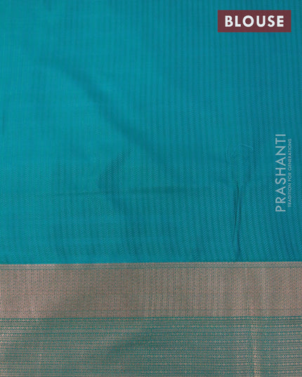Semi soft silk saree candy pink and dual shade of teal green with allover self emboss & zari weaves and zari woven border