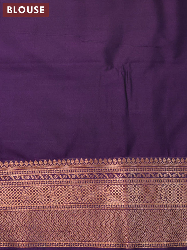 Semi soft silk saree teal blue and violet with copper zari woven buttas and zari woven border