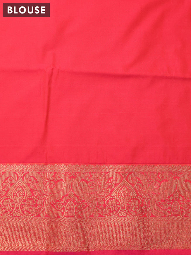 Semi soft silk saree cream and dual shade of pinkish orange with allover copper zari weaves & geometric buttas and rich peacock zari woven border