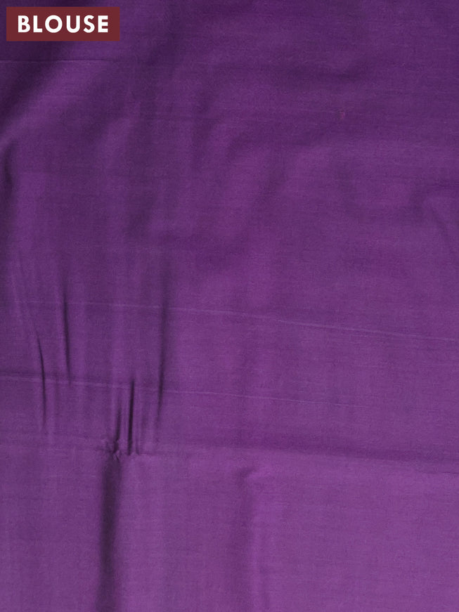 Semi soft silk saree orange and deep violet with allover copper zari woven brocade weaves and copper zari woven border