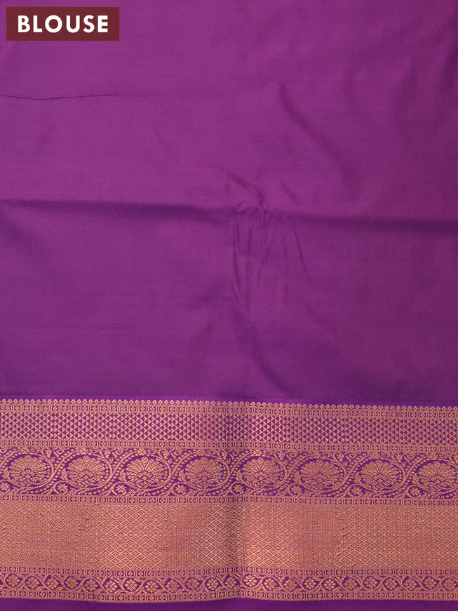 Semi soft silk saree light pink and purple with allover copper zari weaves and copper zari woven border