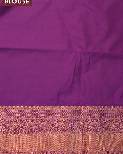 Semi soft silk saree blue and purple with allover copper zari weaves and copper zari woven border