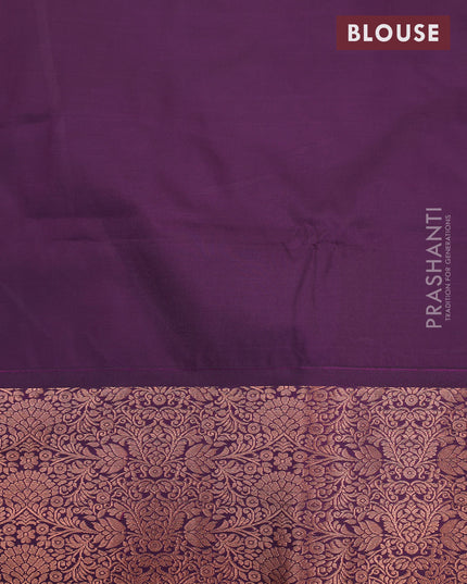 Semi soft silk saree light pink and deep violet with allover zari woven butta weaves and copper zari woven border