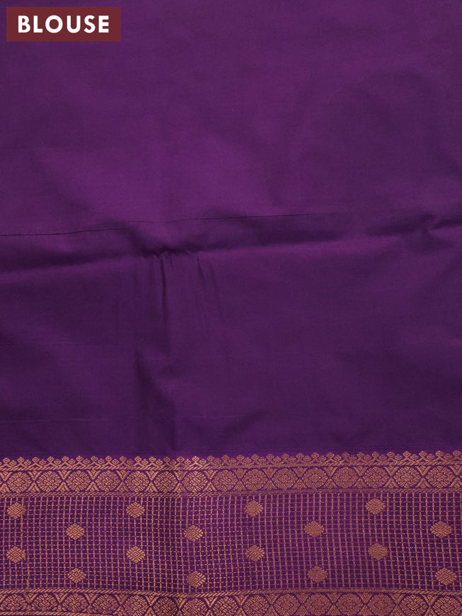 Semi soft silk saree pastel pink and deep purple with copper zari woven buttas and copper zari woven border