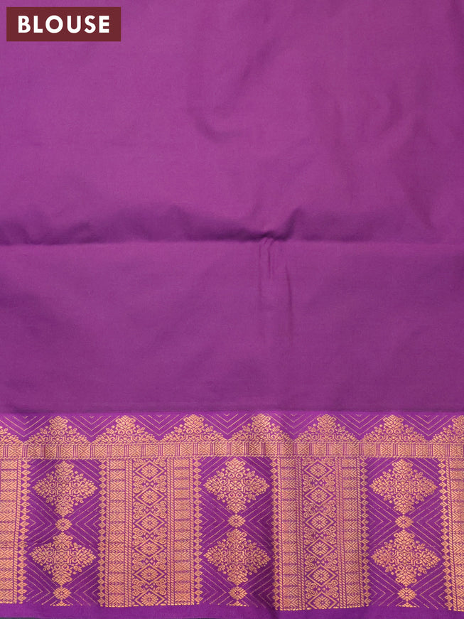 Semi soft silk saree light blue and purple with allover copper zari woven buttas and copper zari woven border