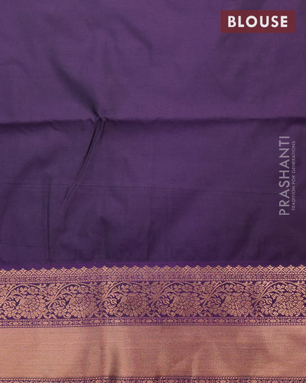 Semi soft silk saree light pink and deep violet with allover zari woven butta weaves and zari woven border