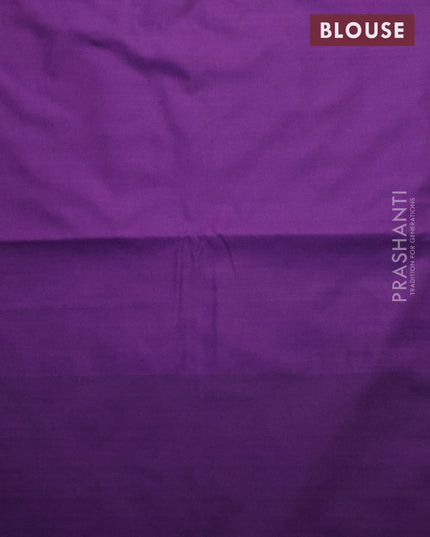 Semi soft silk saree green and deep violet with allover zari woven butta weaves and copper zari woven border
