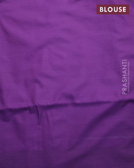 Semi soft silk saree green and deep violet with allover zari woven butta weaves and copper zari woven border