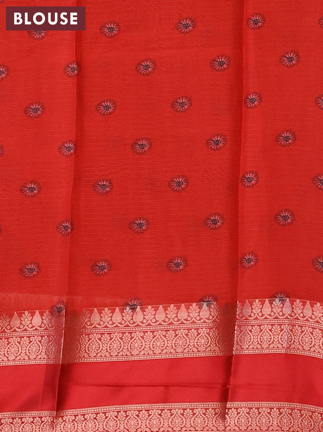 Banarasi kota saree dark brown and red with kalamkari digital prints and rettapet zari woven border