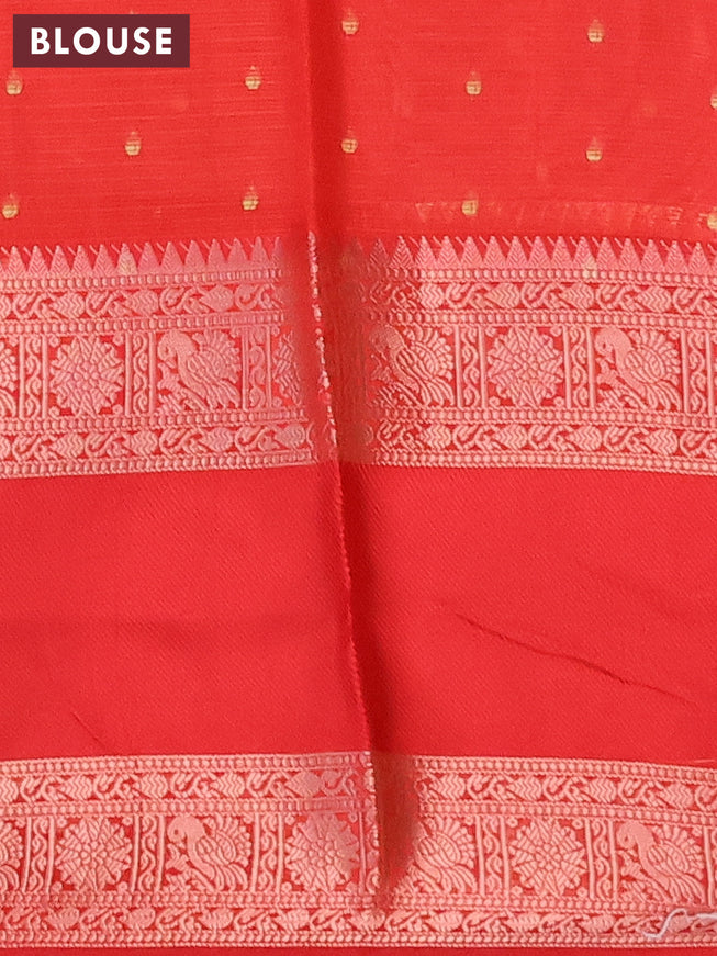 Banarasi kota saree light pink and red with allover pichwai prints and temple design rettapet zari woven border