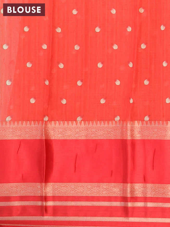 Banarasi kota saree teal green and red with allover pichwai prints and temple design rettapet zari woven border
