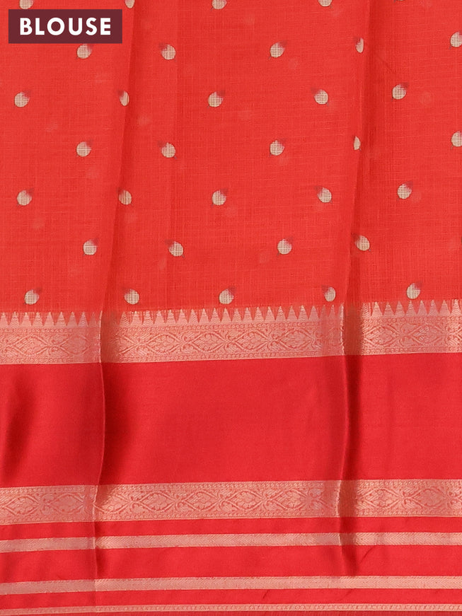 Banarasi kota saree light pink and red with allover pichwai prints and temple design rettapet zari woven border