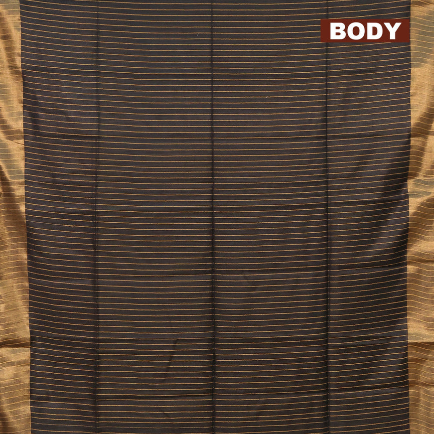 Semi tussar saree black with allover zari weaves and zari woven border & embroidery work blouse
