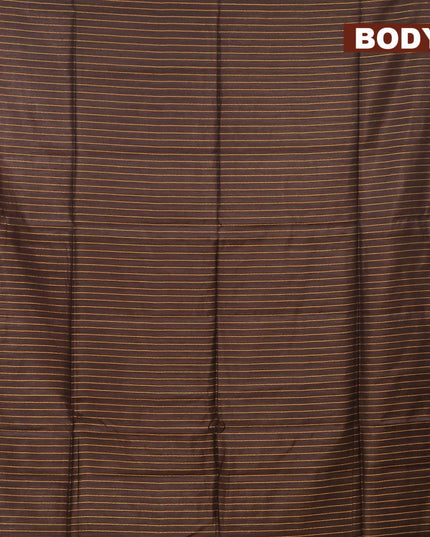 Semi tussar saree deep coffee brown with allover zari weaves and zari woven border & embroidery work blouse