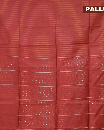Semi tussar saree maroon with allover thread weaves and sequin work pallu & embroidery work blouse