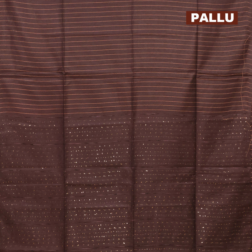 Semi tussar saree coffee brown with allover thread weaves and sequin work pallu & embroidery work blouse