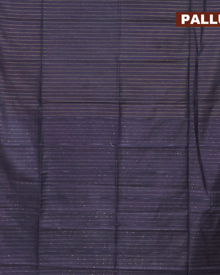 Semi tussar saree dark grey with allover zari woven stripes pattern and sequin work pallu & embroidery work blouse