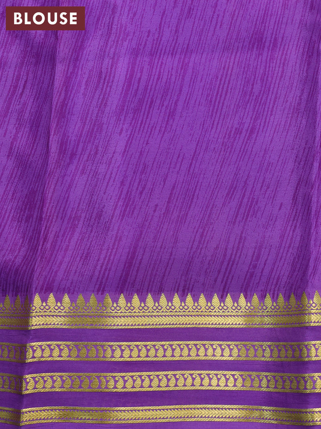 Printed crepe silk saree beige and lavender with allover floral prints and zari woven border