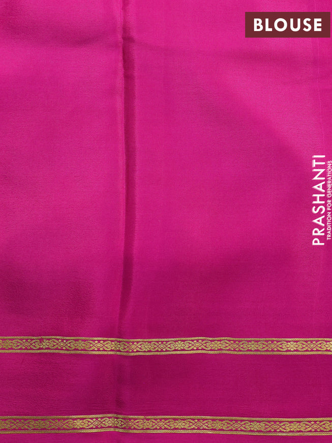 Printed crepe silk saree yellow and pink with allover kalamkari prints and rettapet zari woven border