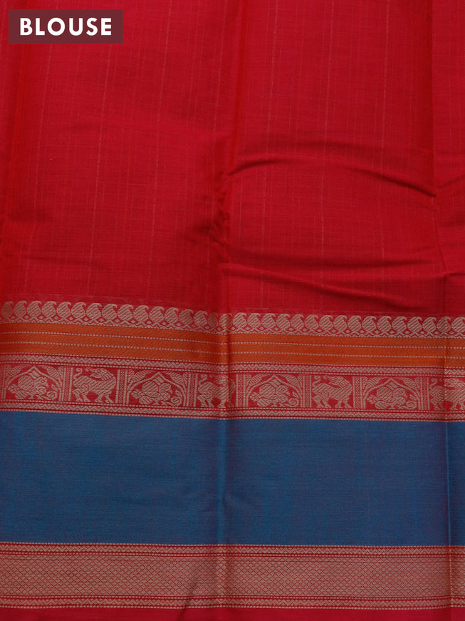 Kanchi cotton saree pink and teal blue with allover thread checks & 1000 buttas and rettapet thread woven border