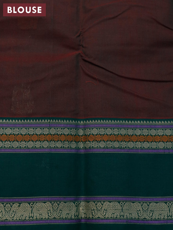 Kanchi cotton saree manthulir green and green with thread woven buttas and rettapet thread woven border