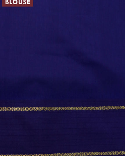 Pure kanjivaram silk saree red shade and dark blue with allover pen kalamkari prints and temple design rettapet zari woven border