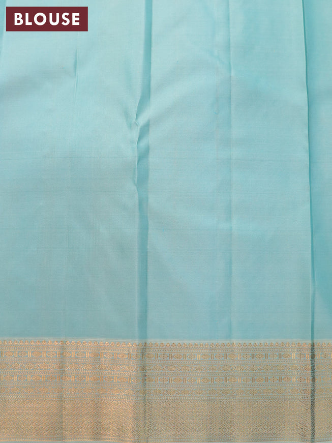 Pure kanjivaram silk saree pastel blue with zari woven buttas and zari woven border