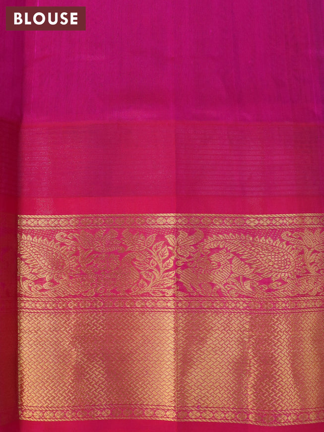 Kuppadam silk cotton saree green and pink with zari woven buttas and long zari woven border