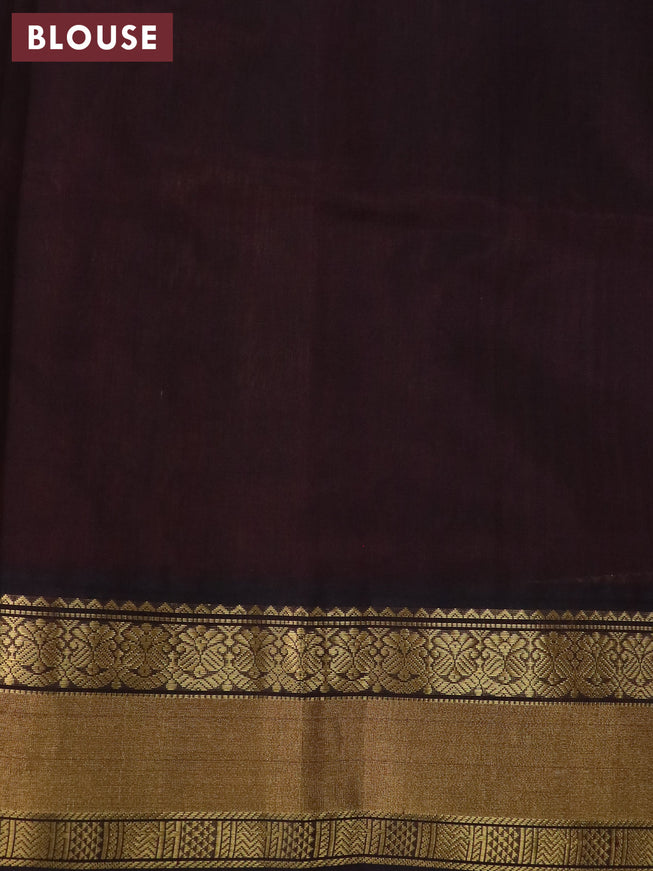 Kuppadam silk cotton saree sandal and brown with plain body and zari woven border