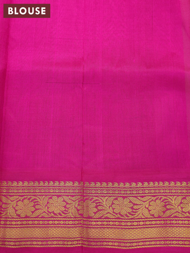 Silk cotton saree sandal and pink with plain body and zari woven korvai border