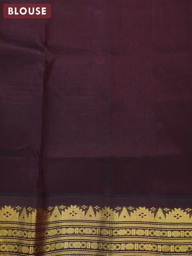 Silk cotton saree dual shade of pink and coffee brown with plain body and zari woven korvai border