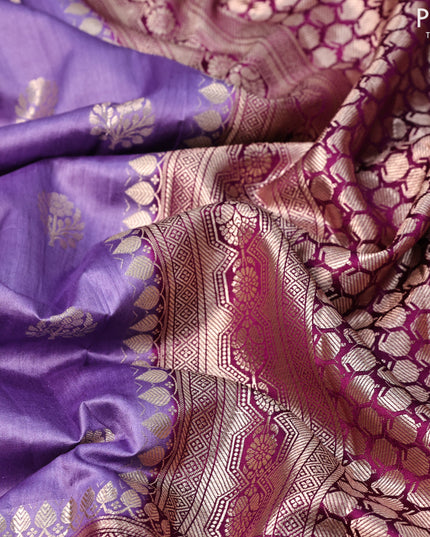 Chiniya silk saree lavender shade and magenta pink with allover zari woven buttas and long zari woven border